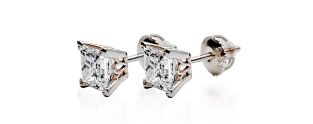 4 Prong Scroll Style Diamond Stud Earrings 1/5 Carat Total Weight