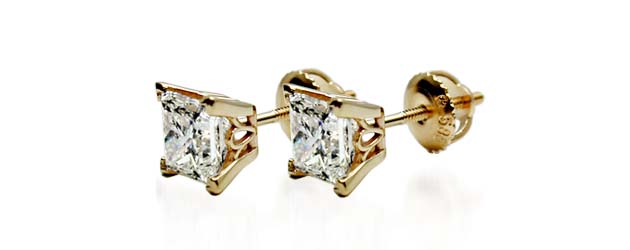 4 Prong Scroll Style Diamond Stud Earrings 1/5 Carat Total Weight