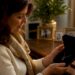 Woman viewing anniversary jewelry box at home