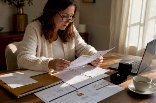 Woman reviewing ethical diamond certification documents