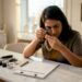 Inspector examining gold necklace with loupe