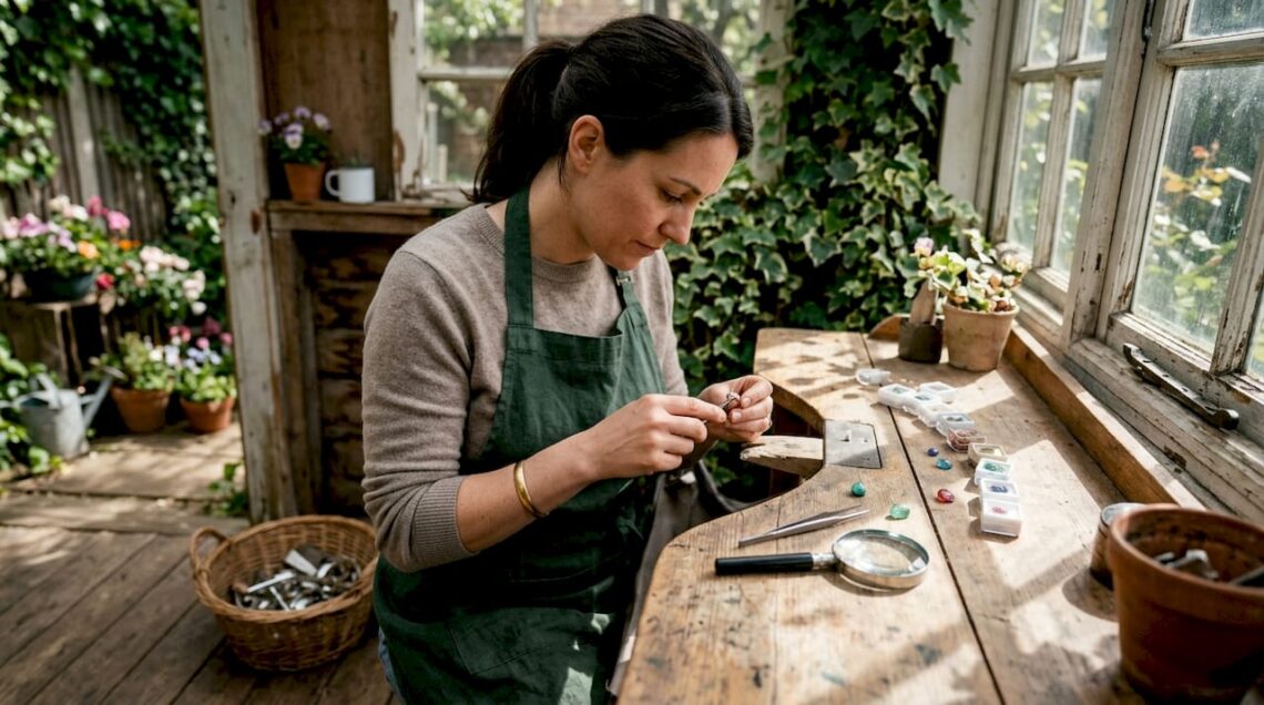 Artisan crafting handcrafted children's ring at workshop