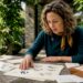 Woman reviewing custom jewelry sketches at home