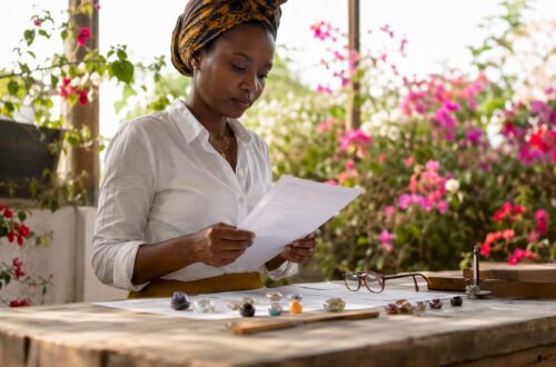 Artisan jeweler reviewing ethical gemstone documents