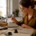Jeweler weighing handcrafted gold ring on scale