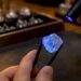 Diamond glowing blue under ultraviolet light