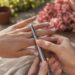 Close-up woman’s hand measured for ring size