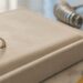 Cropped wedding bands on jewelry tray