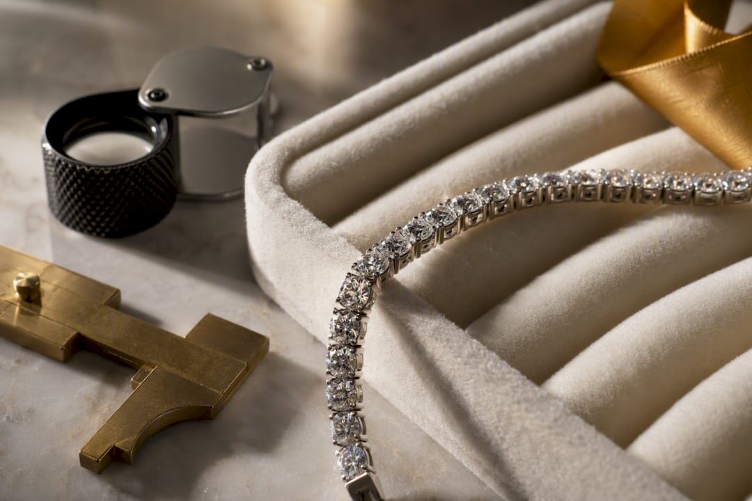 Cropped diamond tennis bracelet detail