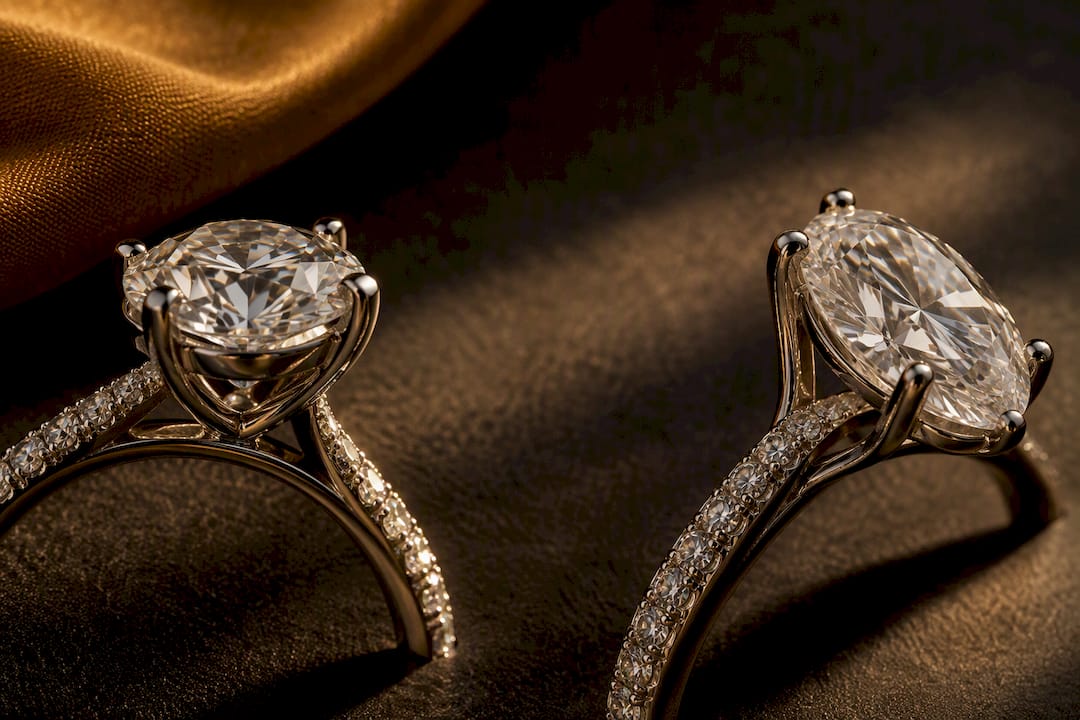 Cropped round and oval ring settings
