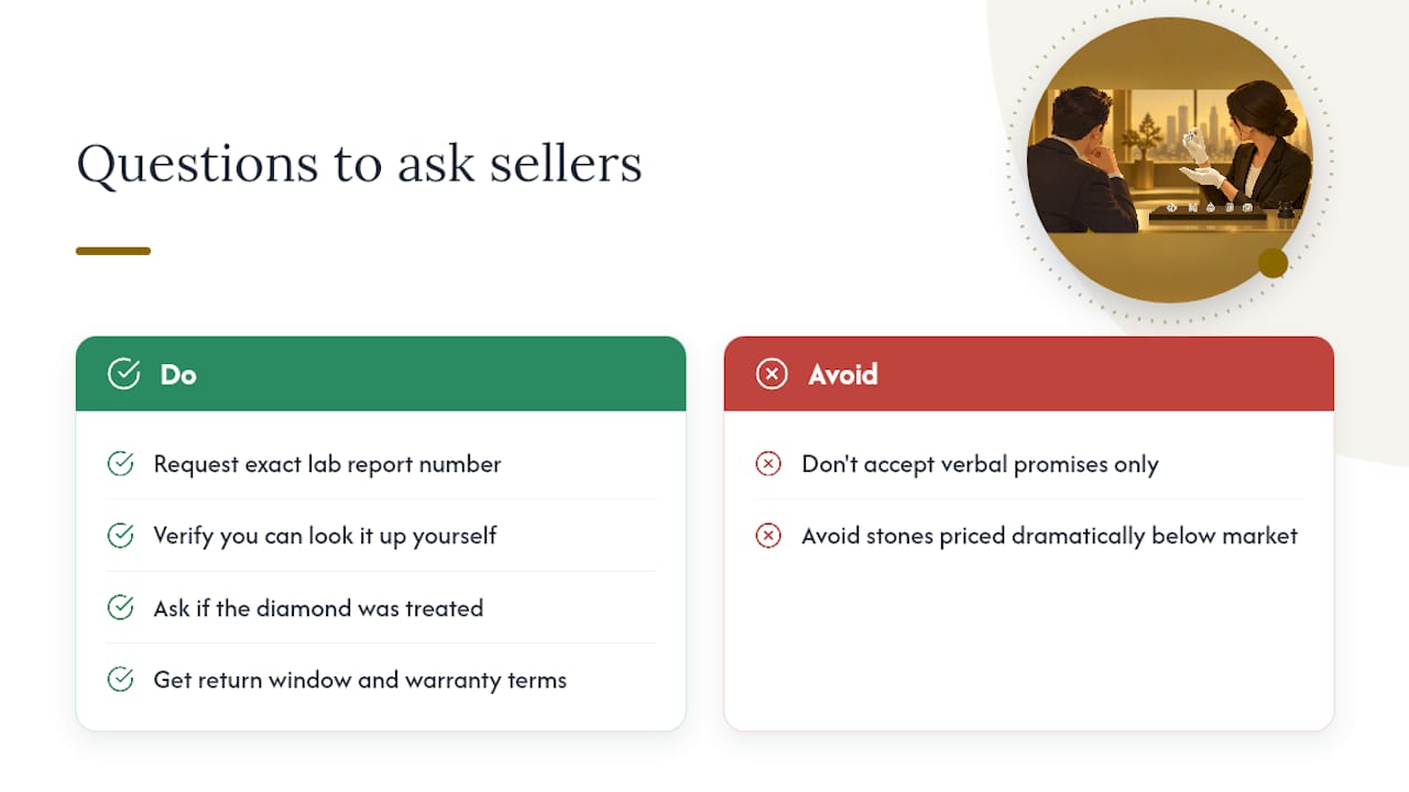 Questions to ask sellers to ensure authenticity and fairness — overview diagram