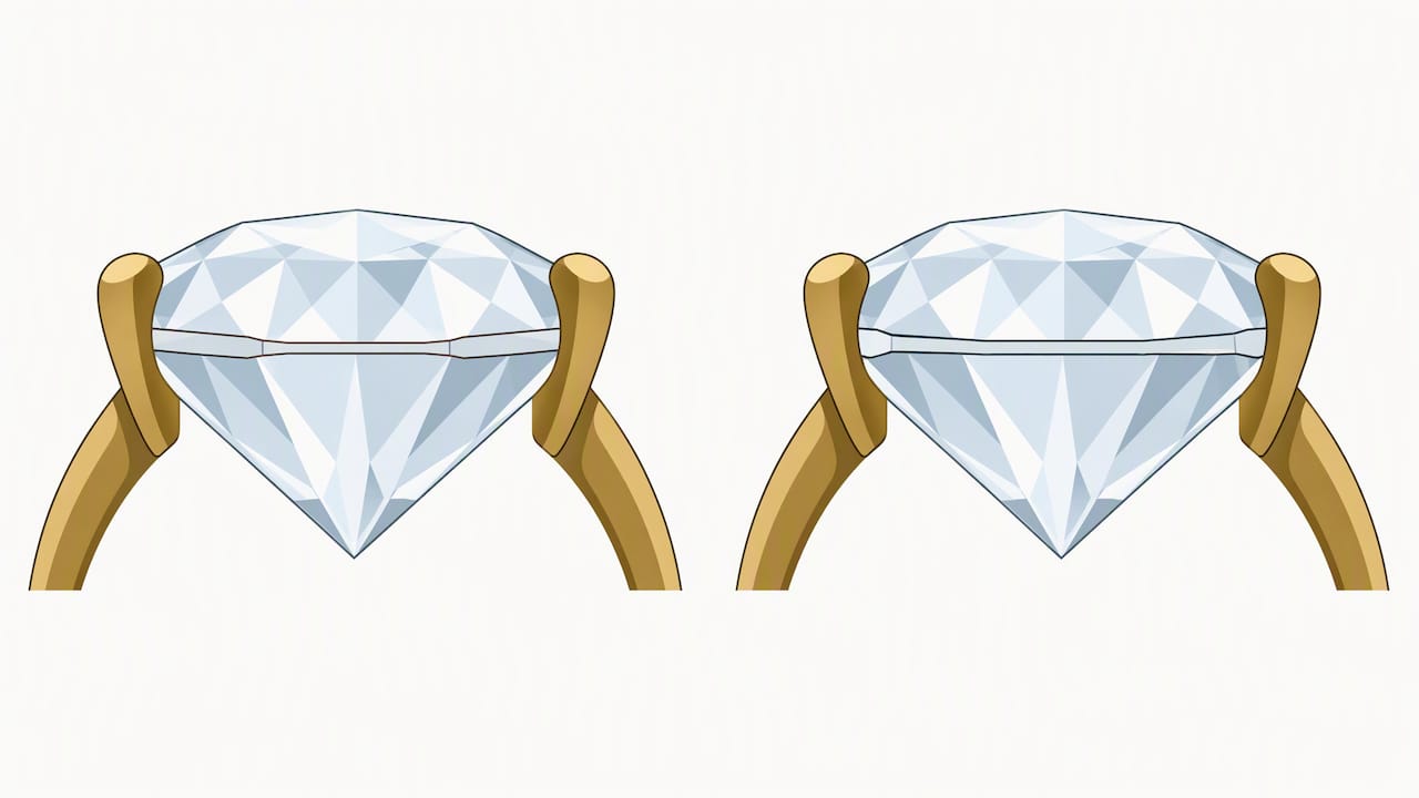 Diamond girdle thickness near prong