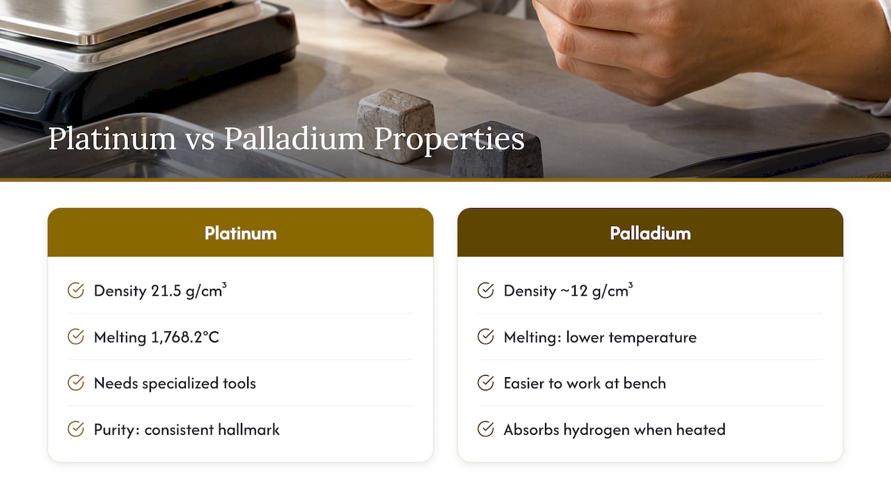Platinum and palladium physical property comparison