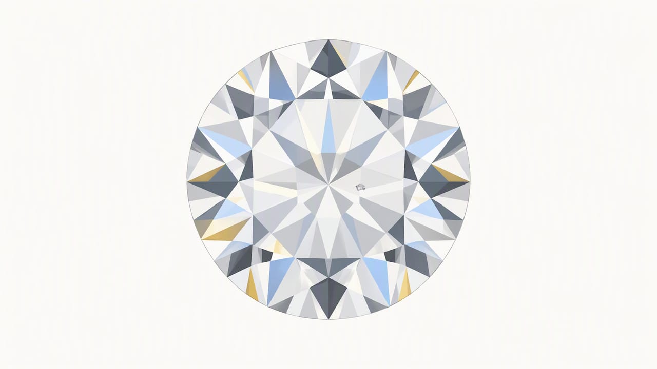 Round brilliant facets surrounding a tiny inclusion