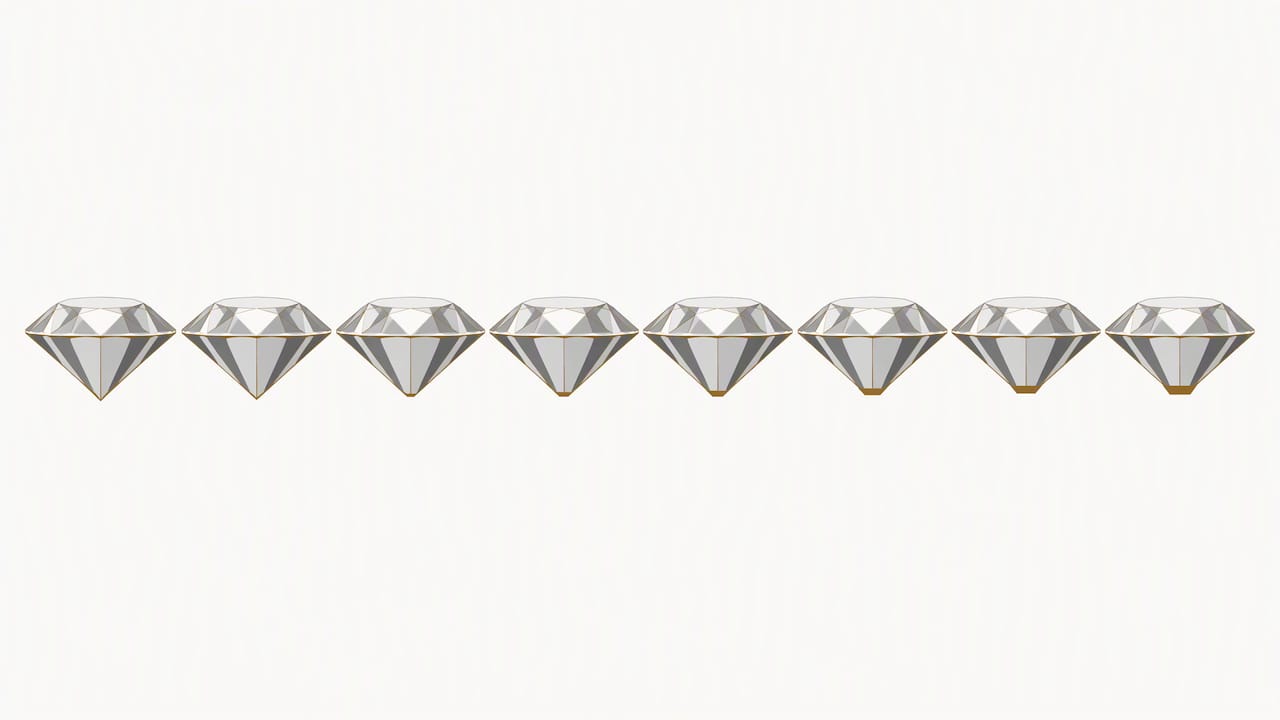 Eight diamond profiles showing increasing culet sizes