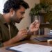 Buyer checks a diamond listing at home