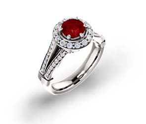 Ruby and Diamond Halo Ring