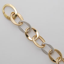 18K Yellow Gold / White Gold Flat Links Bracelet 13.7mm