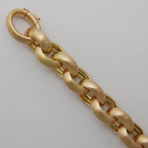 18K Yellow Gold Hollow Cable Bracelet 13.1mm, Matte Finish
