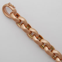 18K Rose Gold Hollow Cable Bracelet 13.1mm, Matte Finish