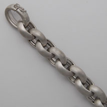 18K White Gold Hollow Cable Bracelet 13.1mm, Matte Finish