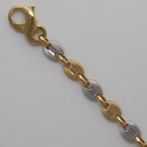 18K Yellow Gold / White Gold Gucci Link Bracelet 5.1mm, Satin / Shiny