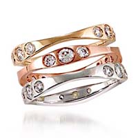 Tri Color Stackable Diamond Rings Stackable Diamond Rings