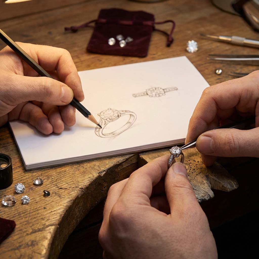Jeweler crafting a ring by hand at USA Jewels