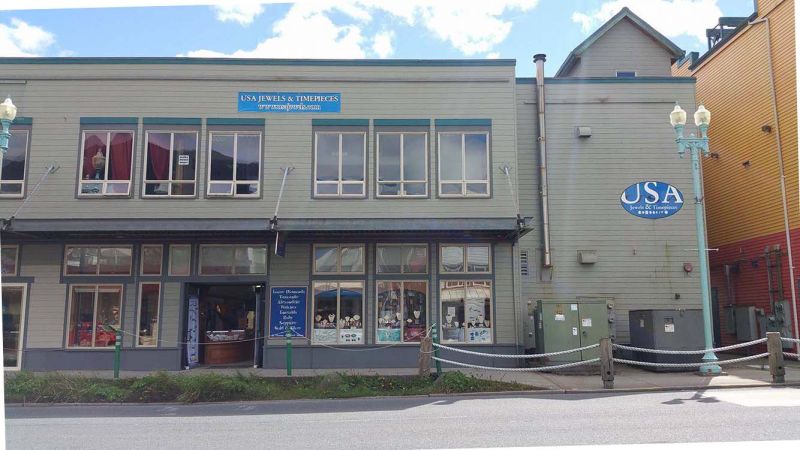 USA Jewels & Timepieces storefront on Mill Street in Ketchikan, Alaska