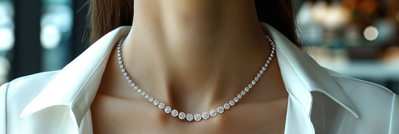 Diamond necklace close-up