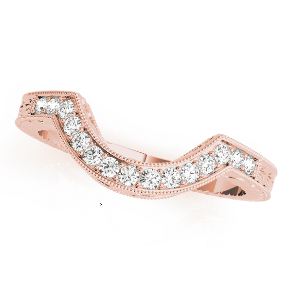  Ladies 1.00 Antique Milgrain Curved Wedding Band .15 Carat Total Weight   (Lab-Created) 0.15 C.T.W 10K yellow, white or rose gold - view 5