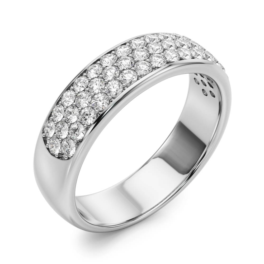 Multiple Row Pave Set Wedding Band