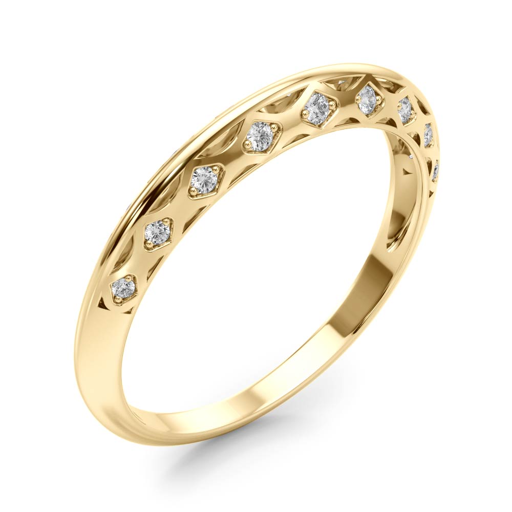  Ladies Accented Knife Edge Wedding Band 1/10 Carat Total Weight   (Lab-Created) 0.10 C.T.W 10K yellow, white or rose gold - view 6