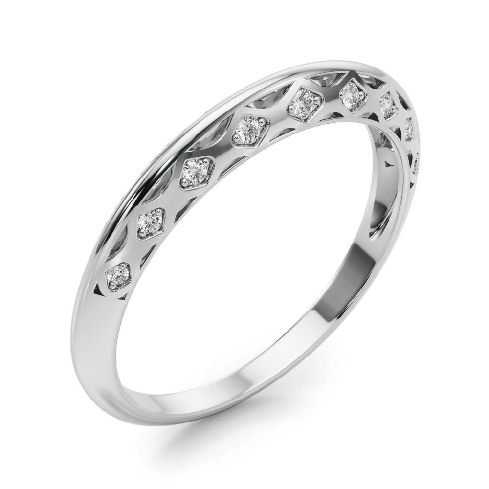  Ladies Accented Knife Edge Wedding Band 1/10 Carat Total Weight   (Lab-Created) 0.10 C.T.W 10K yellow, white or rose gold - view 2