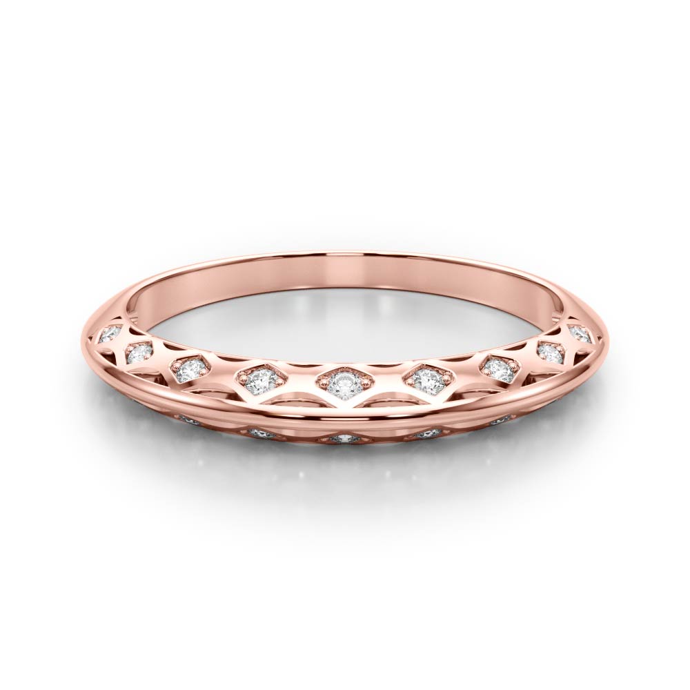  Ladies Accented Knife Edge Wedding Band 1/10 Carat Total Weight   (Lab-Created) 0.10 C.T.W 10K yellow, white or rose gold - view 11