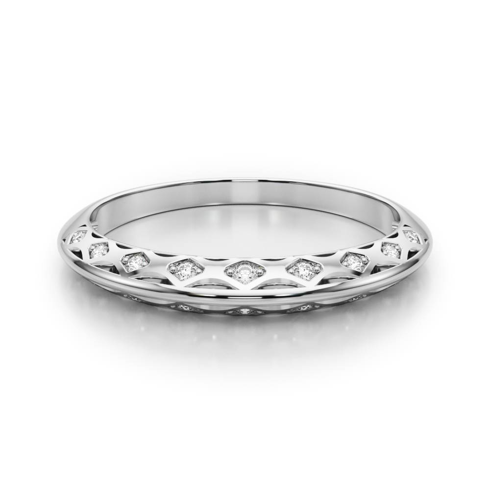  Ladies Accented Knife Edge Wedding Band 1/10 Carat Total Weight   (Lab-Created) 0.10 C.T.W 10K yellow, white or rose gold - view 3