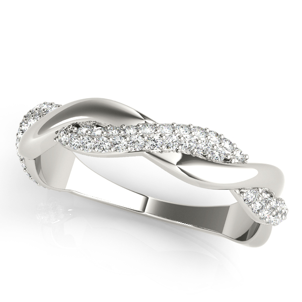 Double Row Pave Twisted Shank Wedding Bands | USA Jewels
