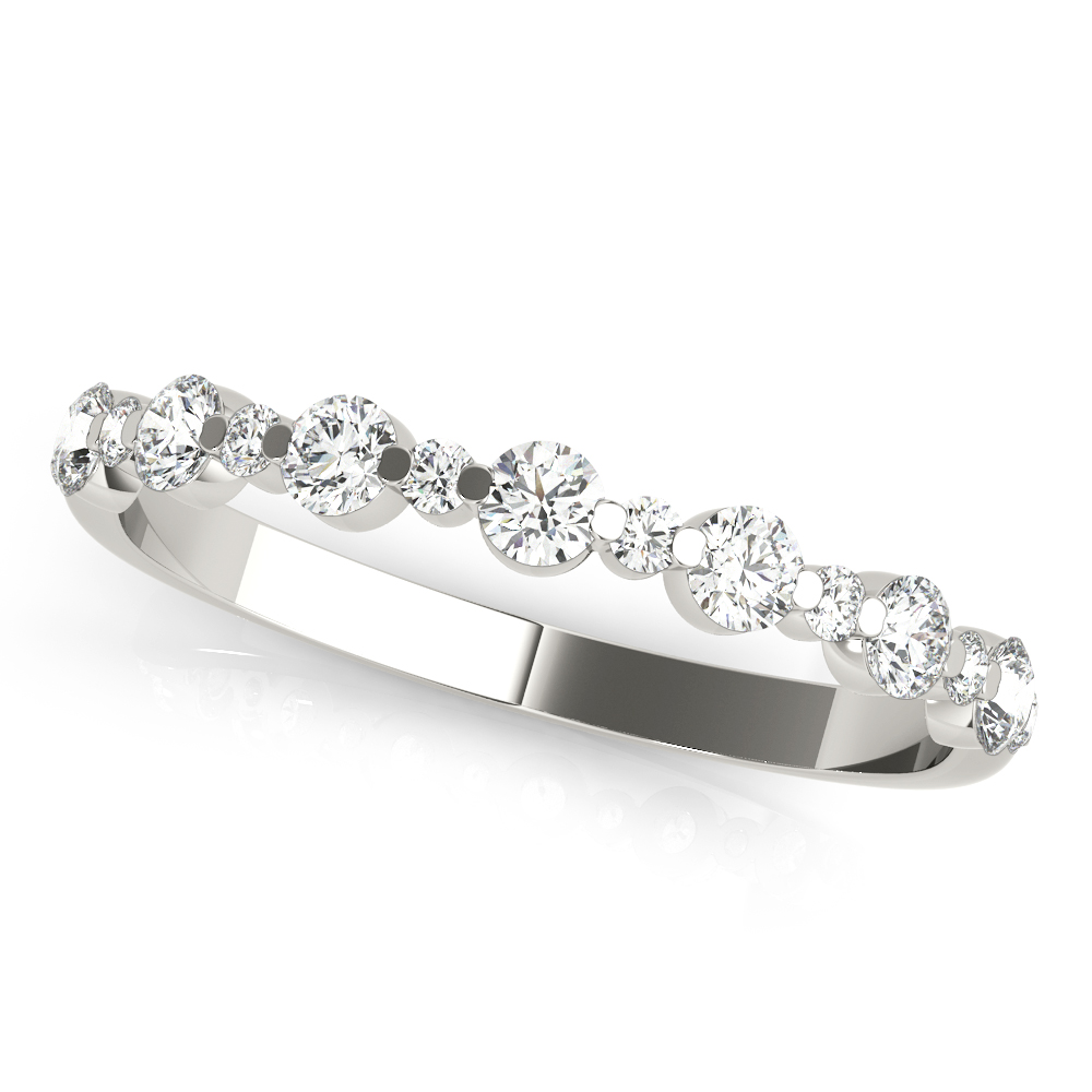 Single Shared Prong Wedding Band, Alternating Size | USA Jewels