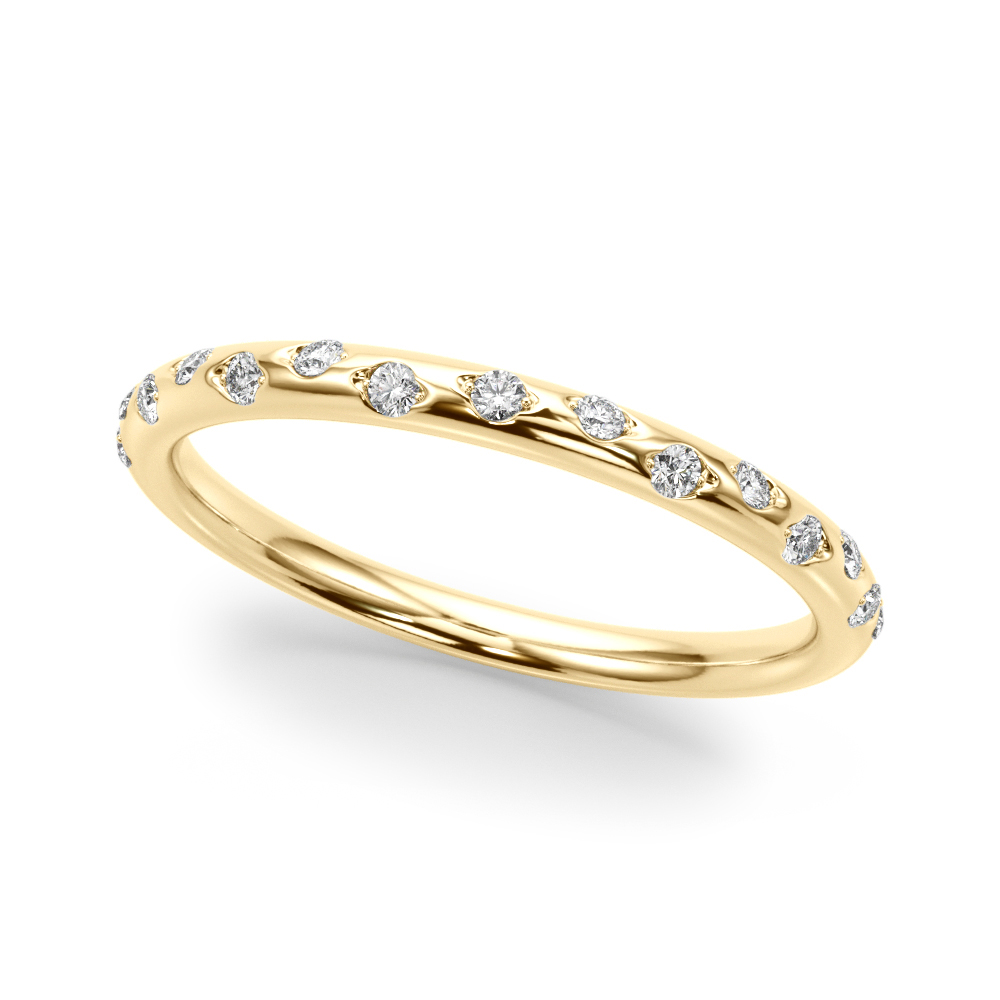  Ladies Scattered Diamond Wedding Band 1/10 Carat Total Weight   (Lab-Created) 0.07 C.T.W 10K yellow, white or rose gold - view 3