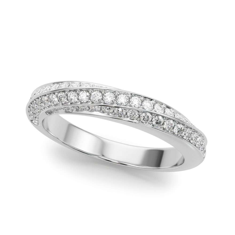 Multirow Pave Twisted Shank Wedding Band | USA Jewels