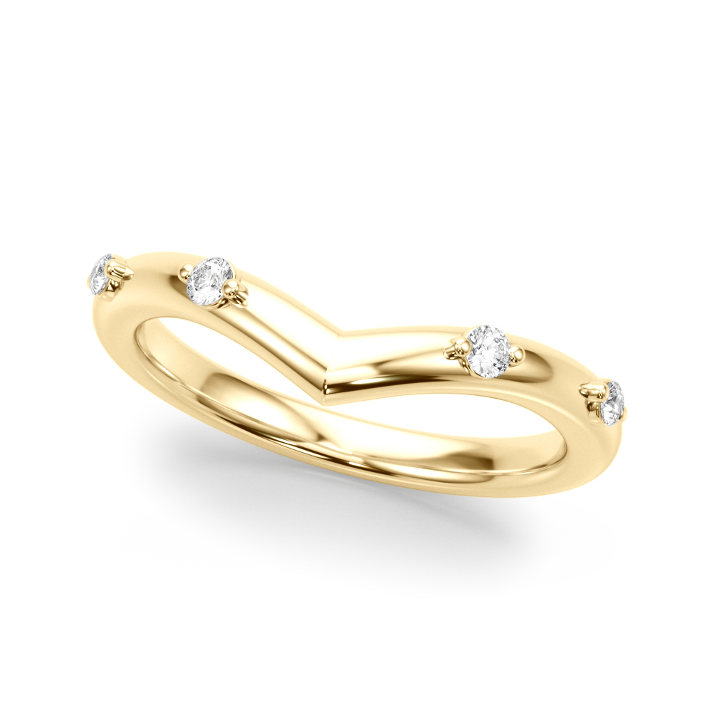  Ladies Chevron Wedding Band 1/10 Carat Total Weight   (Lab-Created) 0.10 C.T.W 10K yellow, white or rose gold - view 3