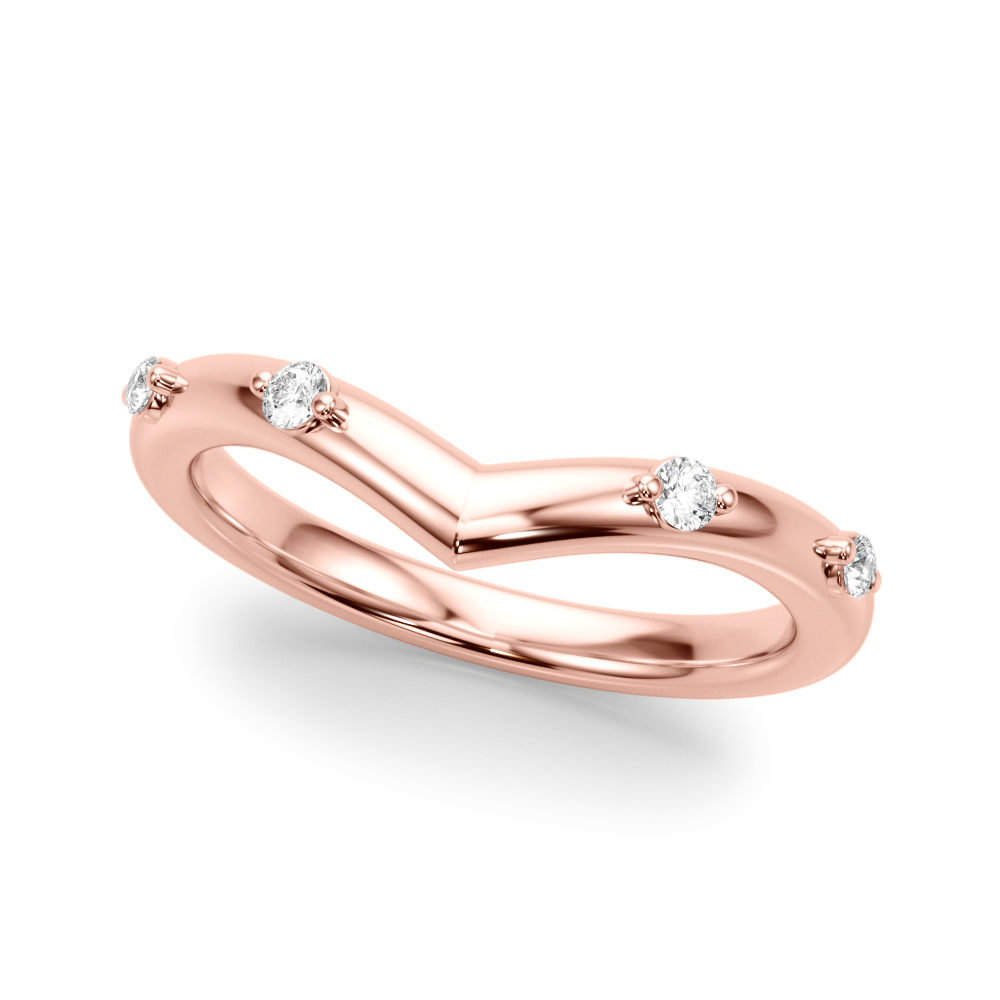  Ladies Chevron Wedding Band 1/10 Carat Total Weight   (Lab-Created) 0.10 C.T.W 10K yellow, white or rose gold - view 5