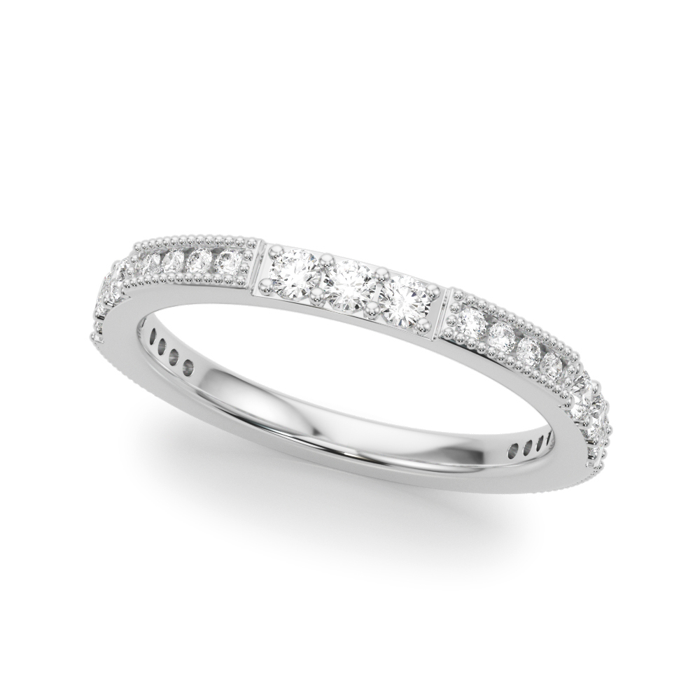 Alternating Milgrain & Prong Wedding Band
