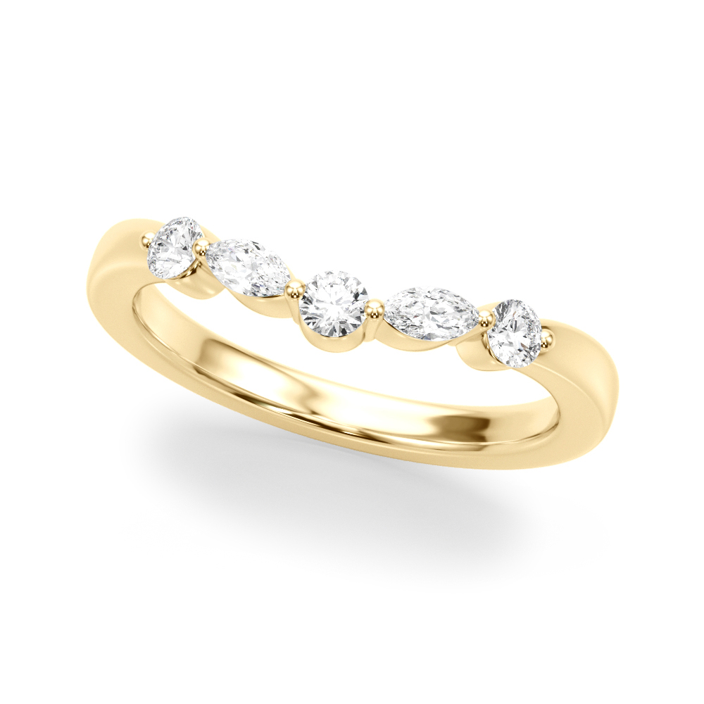  Ladies Alternating Round & Marquise Wedding Band 1/3 Carat Total Weight   (Lab-Created) 0.32 C.T.W 10K yellow, white or rose gold - view 3