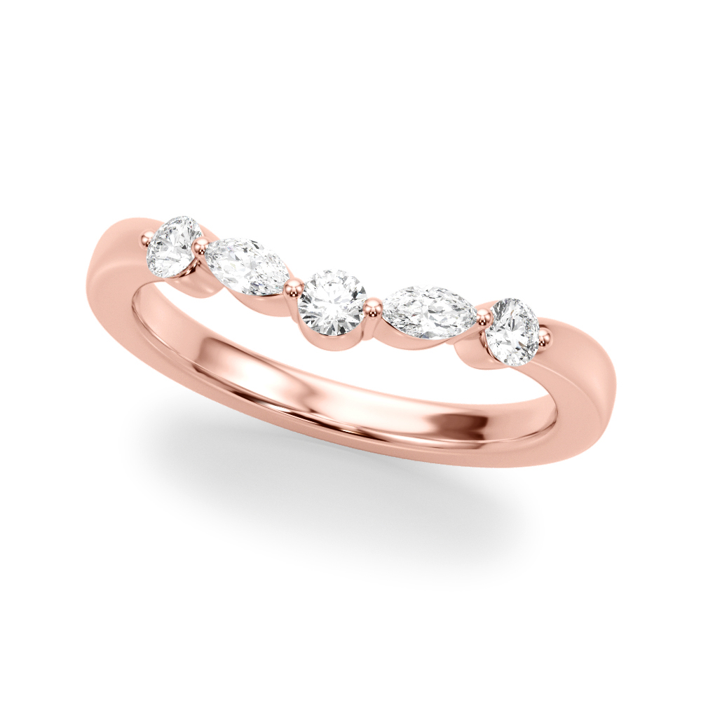  Ladies Alternating Round & Marquise Wedding Band 1/3 Carat Total Weight   (Lab-Created) 0.32 C.T.W 10K yellow, white or rose gold - view 5