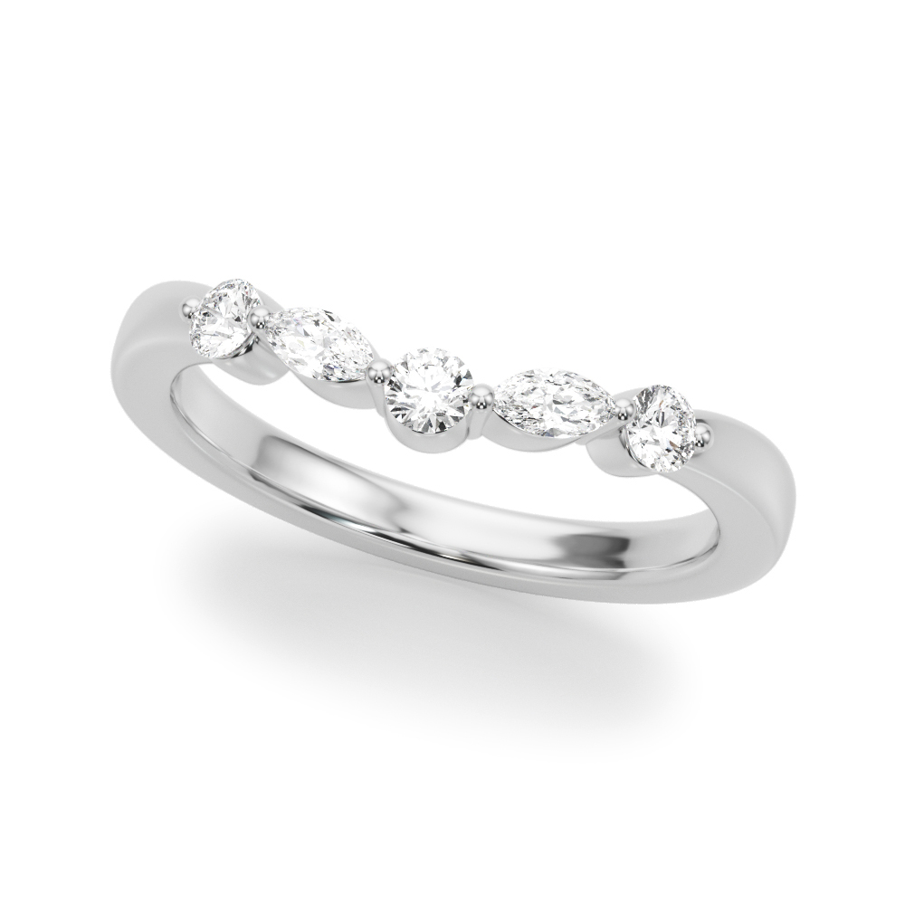 Alternating Round & Marquise Wedding Band | USA Jewels