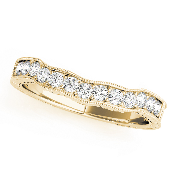  Ladies 0.33 Prong In Channel Filigree Milgrain Curved Wedding Band 1/3 Carat Total Weight   (Lab-Created) 0.33 C.T.W 10K yellow, white or rose gold - view 3