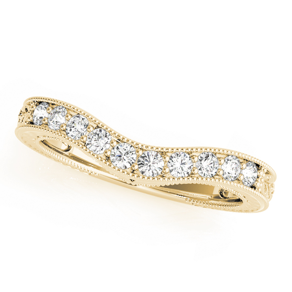  Ladies 0.50 Antique Milgrain Curved Wedding Band 1/5 Carat Total Weight   (Lab-Created) 0.23 C.T.W 10K yellow, white or rose gold - view 3