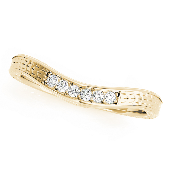  Ladies Prong Set Filigree Curved Wedding Band 0.06 Carat Total Weight   (Lab-Created) 0.06 C.T.W 10K yellow, white or rose gold - view 3