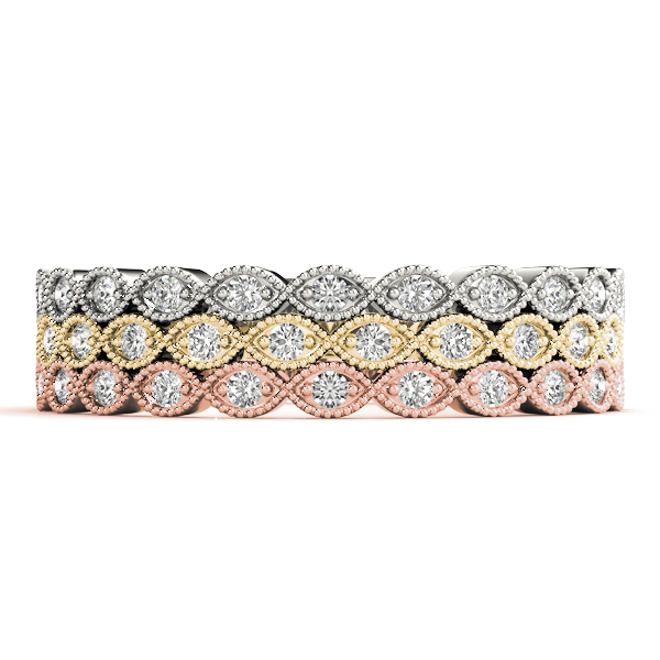  Ladies Marquise Shaped Milgrain Stackable Band 1/10 Carat Total Weight   (Lab-Created) 0.11 C.T.W 10K yellow, white or rose gold - view 7